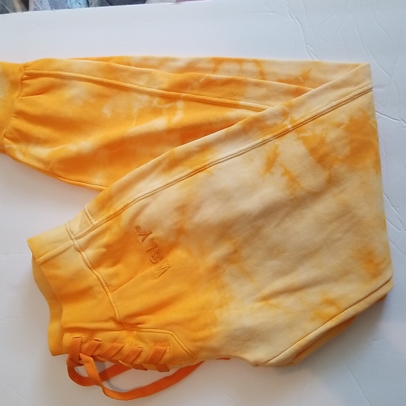 WSLY The Ecosoft Tie up Joggers Sweat pants Tie Dye Saffron Football - Picture 2 of 9